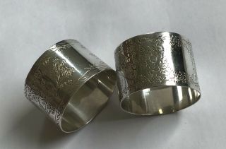 2 Victorian Antique Solid Silver Napkin Rings Hallmarked 1887 - Items