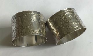 2 Victorian Antique Solid Silver Napkin Rings Hallmarked 1887 - Items 2