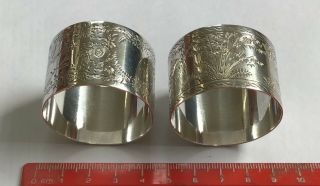 2 Victorian Antique Solid Silver Napkin Rings Hallmarked 1887 - Items 8