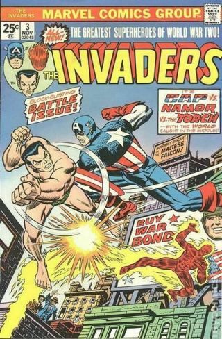 Invaders (marvel 1st Series) 3 1975 Vg Stock Image