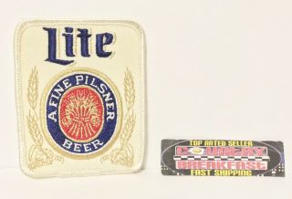 Vintage Miller Lite A Fine Pilsner Beer Embroidered Patch 4x3” -