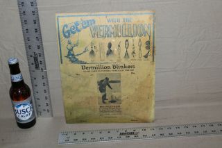 Rare 1930s Get Em Vermillion Fishing Lure Sporting Goods Display Sign Fish Boat