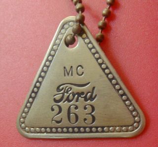 Vintage Ford " Mt Clemens " Factory Tool Check Brass Tag: Rarely Seen