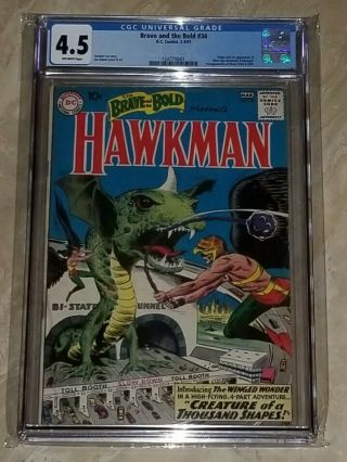 Brave And The Bold 34 Cgc 4.  5 Ow First Sa Appearance & Origin Hawkman Hawkgirl