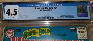 BRAVE AND THE BOLD 34 CGC 4.  5 OW FIRST SA APPEARANCE & ORIGIN HAWKMAN HAWKGIRL 3