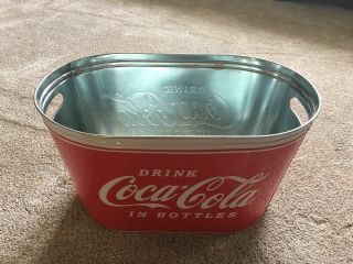 Tin Coca - Cola Ice Bucket With Handles.