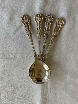 4 Antique Dominick & Haff Sterling Bouillon Soup Spoons King Pattern 5 1/4 "
