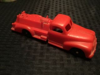 Vintage Hubley Kiddie Toy Fire Truck Plastic Red 7 " Long Made In Usa