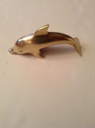 Brass Dolphin Figure Paperweight Vintage