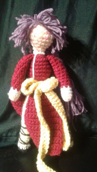 Nuriko (suzaku) Fushigi Yuugi Crochet Amigurumi Doll.  Hangs/sits/stands