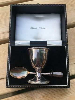 Antique Harrods London Silver Spoon & Cup See Hallmarks Boxed
