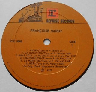 FRANCOISE HARDY Viens,  La Question.  NM - CANADA 1971 LP REPRISE RSC 8006 SHRINK 2