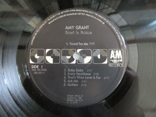 AMY GRANT - Heart I Motion 1991 Korea Vinyl LP INSERT No barcode Rare Sleeve 4