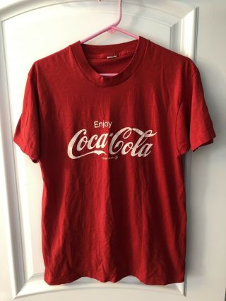 Vintage 80s 90s Enjoy Coca - Cola T - Shirt Size Adult L By Screen Stars Best