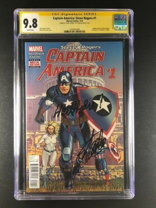 Captain America Steve Rogers 1 Cgc 9.  8 Inscribed " Hail Hydra " Stan Lee Endgame