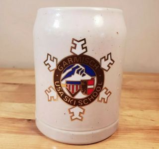 Garmisch U.  S.  A.  Ski School 0.  5 Liter Beer Stein West Germany Ironstone Mug -