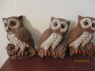 3 Owls Vtg 1970 