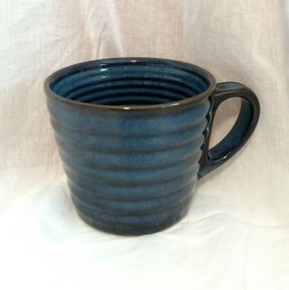 Starbucks Dark Blue & Brown Ribbed Coffee Mug Rib Pattern,  2008 3