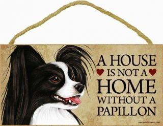 Papillon Wood Dog Sign Wall Plaque 5 X 10 For Dog Lovers Gift House Leash