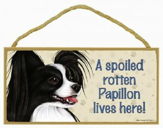 Papillon Wood Dog Sign Wall Plaque 5 X 10 For Dog Lovers Gift House Leash Bone