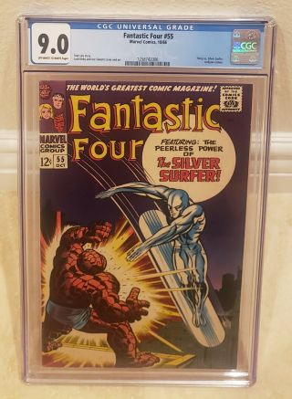 Fantastic Four 55 Cgc 9.  0 Ow/w Pages Thing Vs.  Silver Surfer Stan Lee Story