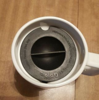 Eddie Bauer Hot - Jo Travel Coffee Tea Cup Mug RARE White & Gold With Lid No Slip 3