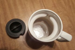 Eddie Bauer Hot - Jo Travel Coffee Tea Cup Mug RARE White & Gold With Lid No Slip 4
