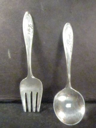 Towle Sterling Sculptured Rose Baby Spoon And Fork No Monogram