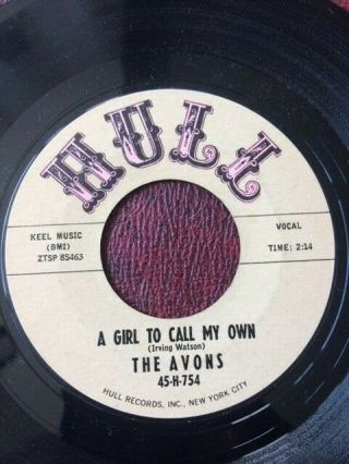 Doo Wop 45 Avons Hull 754 Vg,  A Girl To Call My Own/the Grass Is Always.