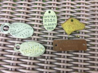 5 Vintage State Of Texas Cities Metal Dog License Tags 1915 - 1948