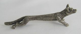Vintage Cast Textured Metal Fox Knife Pen Rest Figurine