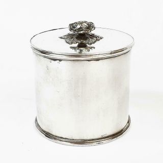 19th Century Silver Plated Flower Topped Tea Caddy