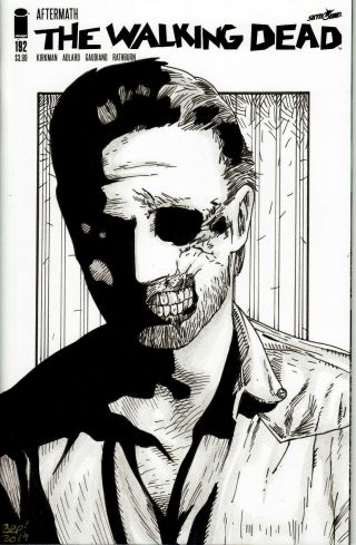 The Walking Dead 192 Blank Variant - Death Of Rick - Zombie Rick Painted Sketch
