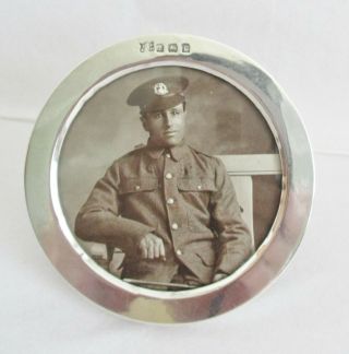 Antique Round Silver Photograph Frame Birmingham 1916 Royal Norfolk Reg Photo