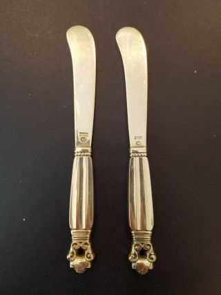 Vintage Georg Jensen Acorn Sterling Silver Butter Knife 6 3/4 ",  6 Available