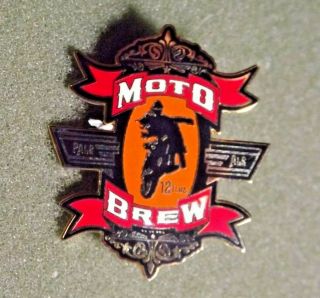 Moto Brew Pale Ale Beer Lapel Pin Motorcycle Pictured Sequoia Brewing Company