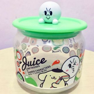 Line Friends x Sanrio Characters Moon Pompompurin Juice Glass Container Limited 2