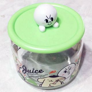 Line Friends x Sanrio Characters Moon Pompompurin Juice Glass Container Limited 3