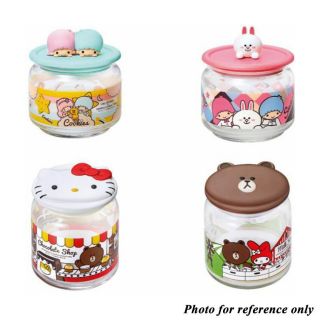 Line Friends x Sanrio Characters Moon Pompompurin Juice Glass Container Limited 4