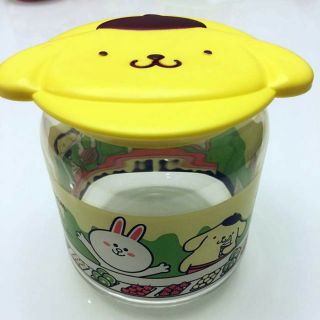 Line Friends X Sanrio Characters Pompompurin Cony Glass Container Limited