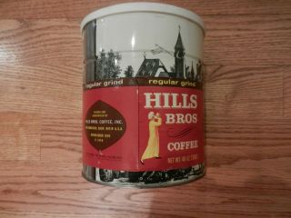 1969 Hills Bros Coffee Can Tin Renaissance Village Painting 3lb Size