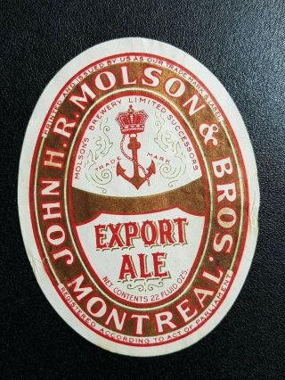 Vintage Molson Export Ale Beer Label