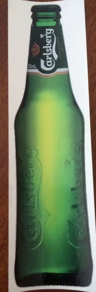 Carlsberg - Vinyl Sticker/decal 29cm X 8cm.  Cut Out In Shape Of Bottle.