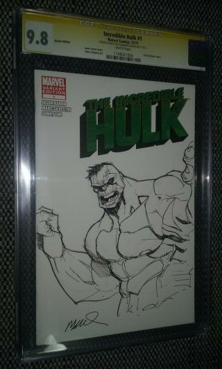 The Incredible Hulk 1 Humberto Ramos Cgc Ss 9.  8 Sketch Art,  Wow