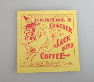 Antique Blanke’s Cracker Jack Coffee Label - 55950