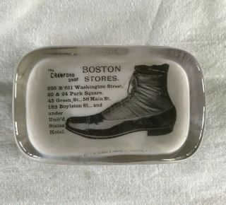 The Crawford Shoe - Boston Stores - Glass Advertising Paperweight Abrams
