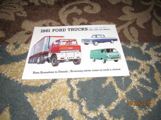 Vintage 1961 Ford Trucks Dealer Brochure F150,  Econoline Vans,  Ranchero