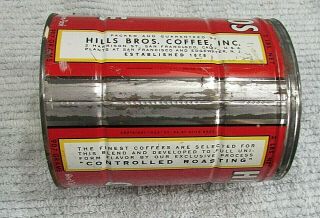 Vintage 1940 ' s Hills Brothers Coffee 2 lb Old 5x7 Tin Can San Francisco S/H 4