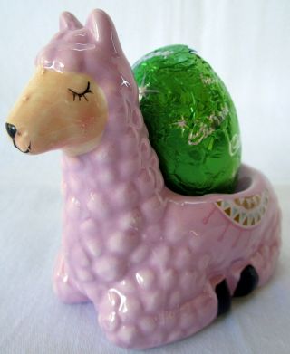 Egg Cup - Cute Glossy Polyresin Pink Llama Great For Collectors & The Kids Bn