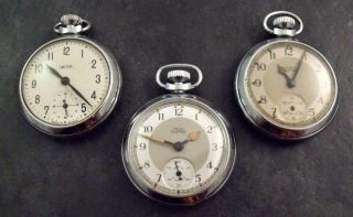 Three Vintage Smiths Empire & Great Britain Fob Pocket Watches Spares Repair